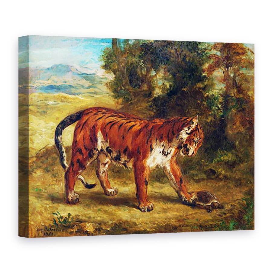 Tablou canvas - Ferdinand Victor Eugene Delacroix - Tigru cu broasca testoasa, 75 x 100 cm