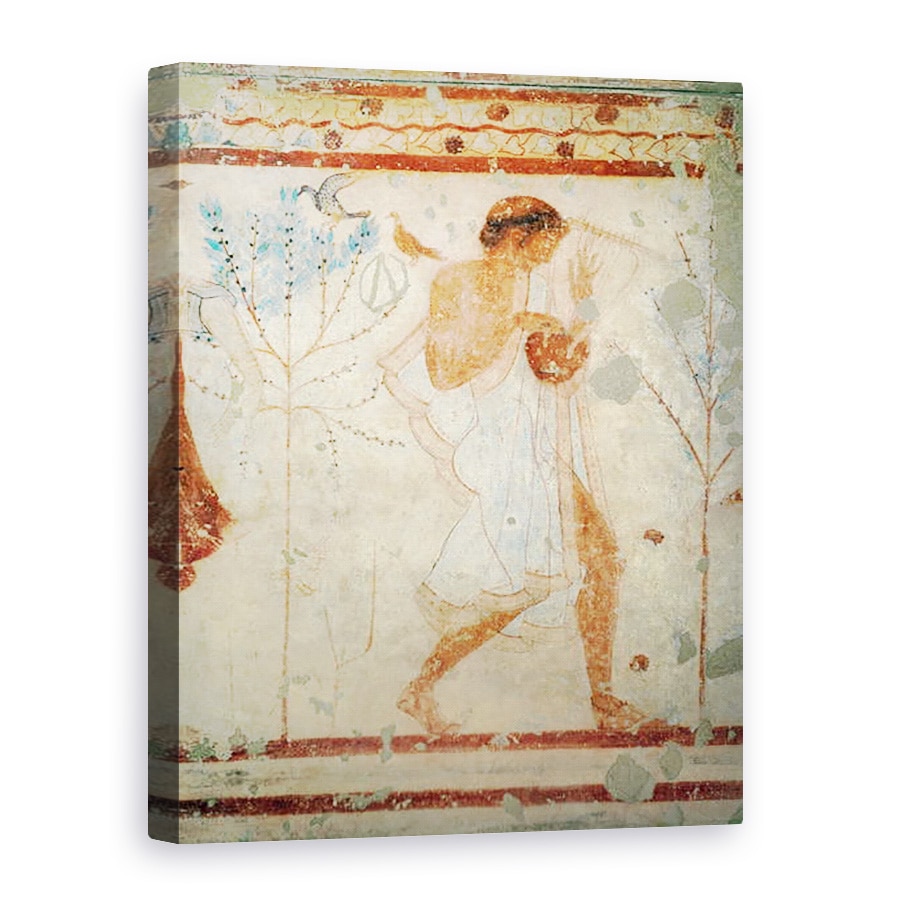 Tablou canvas - Etruscan - Muzician care canta la titera sau la lira, din Mormantul Tricliniumului, 50 x 70 cm