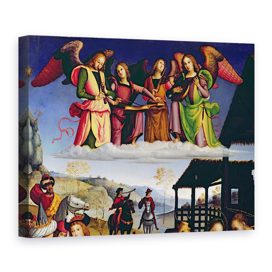 Tablou canvas - Eusebio da San Giorgio - Adorarea Magilor, detaliu al muzicienilor de inger, 50 x 70 cm