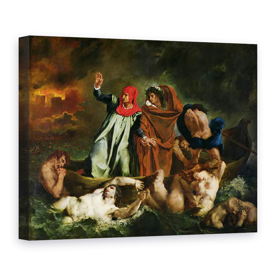 Tablou canvas - Ferdinand Victor Eugene Delacroix - Dante 1265-1321 si Virgil 70-19 i.Hr. in Lumea de Dincolo, 75 x 100 cm