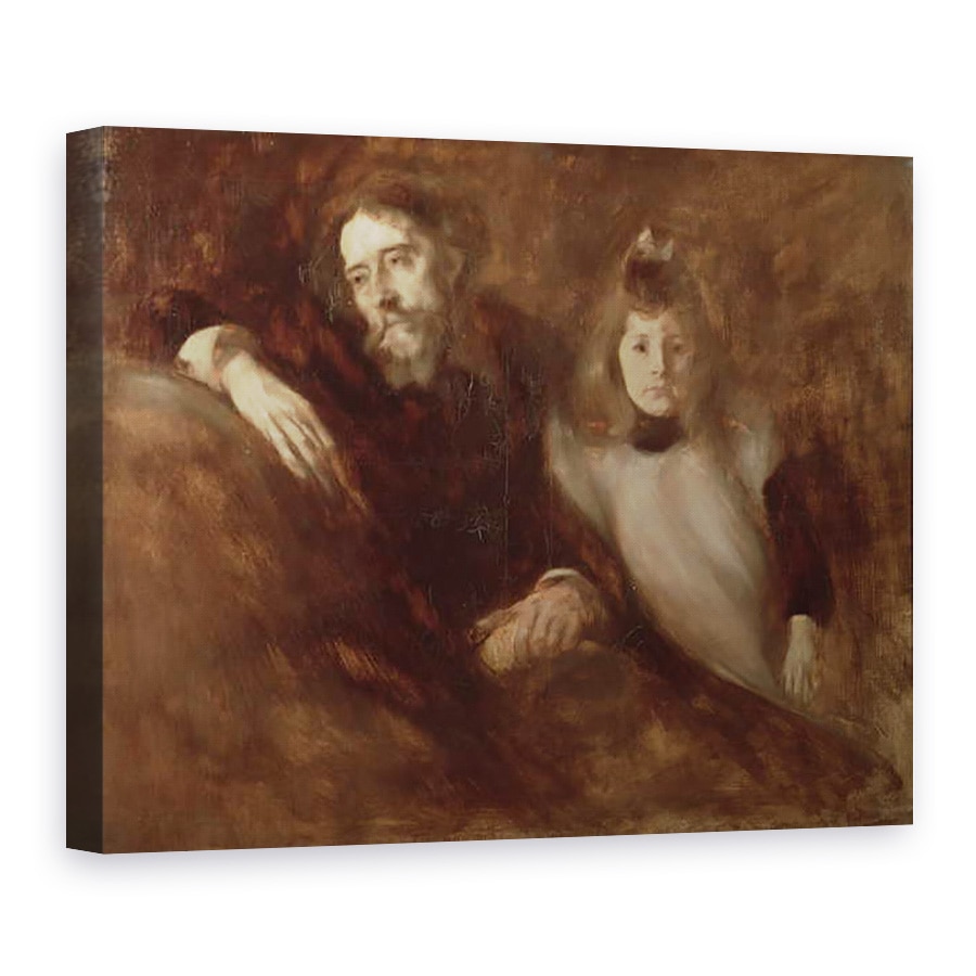 Tablou canvas - Eugene Carriere - Portretul lui Alphonse Daudet 1840-97 si fiica sa Edmee, 75 x 100 cm