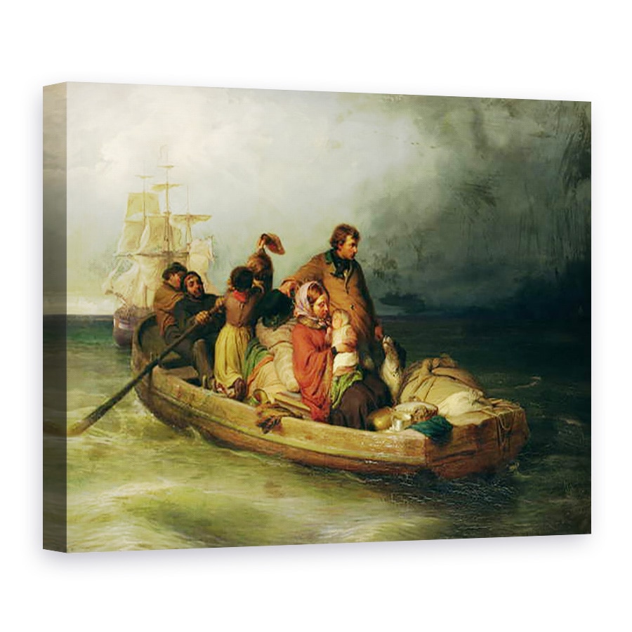 Tablou canvas - Felix Schlesinger - Pasagerii emigranti la bord, 75 x 100 cm