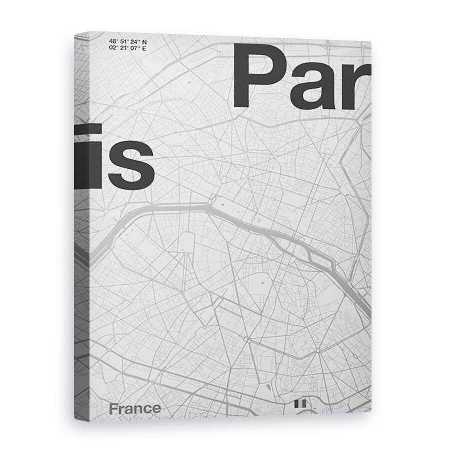 Tablou canvas - Florent Bodart - Harta Minimal Paris, 75 x 100 cm