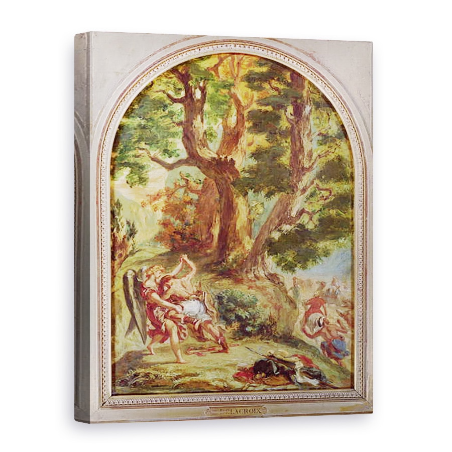 Tablou canvas - Ferdinand Victor Eugene Delacroix - Jacob Lupta cu ingerul, 75 x 100 cm