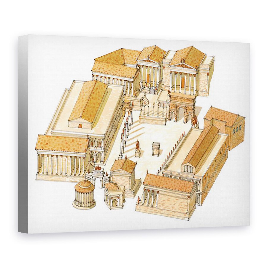 Tablou canvas - Fernando Aznar Cenamor - Forumul Imperial. Roma. Vedere aeriana, 75 x 100 cm