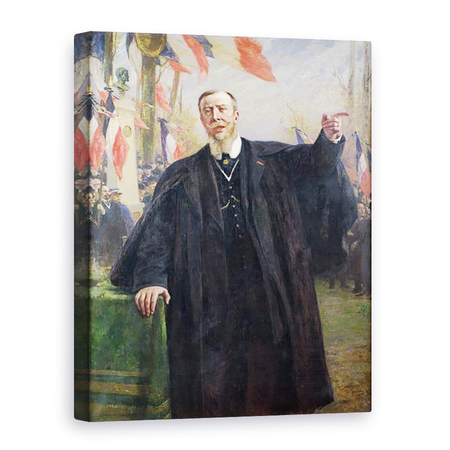 Tablou canvas - Fernand Cormon - Paul Deroulede 1846-1914 A tine un discurs la Bougival, 75 x 100 cm