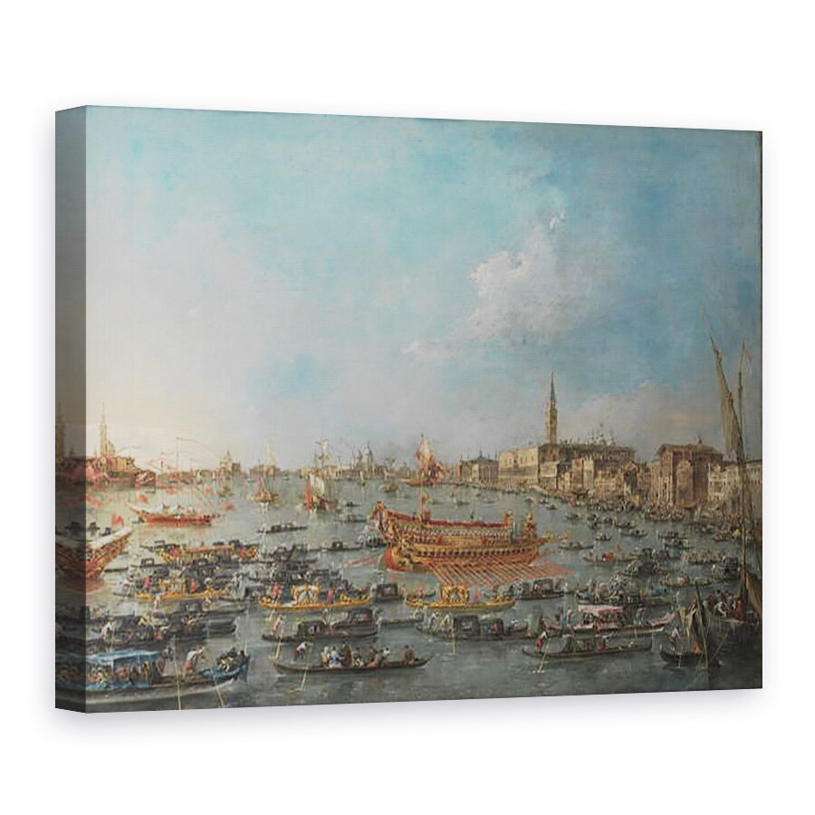 Tablou canvas - Francesco Guardi - Festivalul Bucintoro de la Venetia. Bacino di S. Marco cu Bucintoro, barja de stat a Dogilor, de Ziua inaltarii, 75 x 100 cm