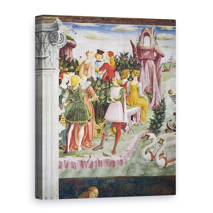 Tablou canvas - Francesco del Cossa - Triumful lui Venus, Aprilie din Camera Lunilor, detaliu din partea stanga, 75 x 100 cm