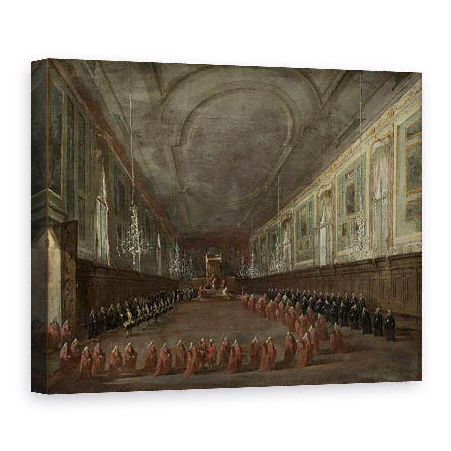 Tablou canvas - Francesco Guardi - Papa Pius al VI-lea Coborand tronul, 60 x 80 cm