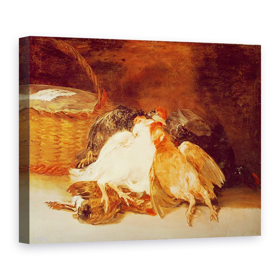 Tablou canvas - Francisco Jose de Goya y Lucientes - Natura moarta cu gaini moarte si un cos de rachita, 75 x 100 cm