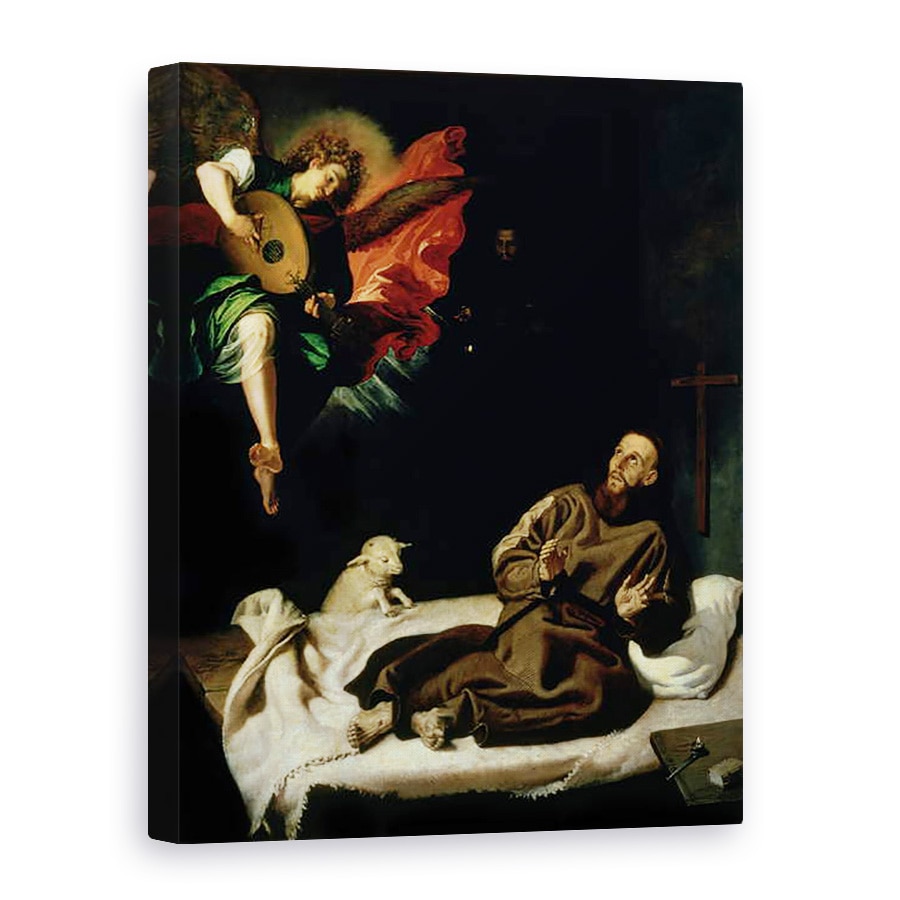 Tablou canvas - Francisco Ribalta - Sfantul Francisc mangaiat de un inger muzician, 75 x 100 cm