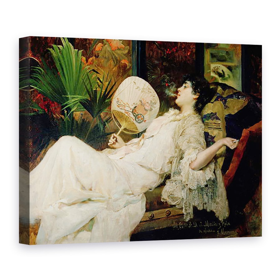 Tablou canvas - Francisco Masriera y Manovens - Tanara femeie fumatori, 75 x 100 cm