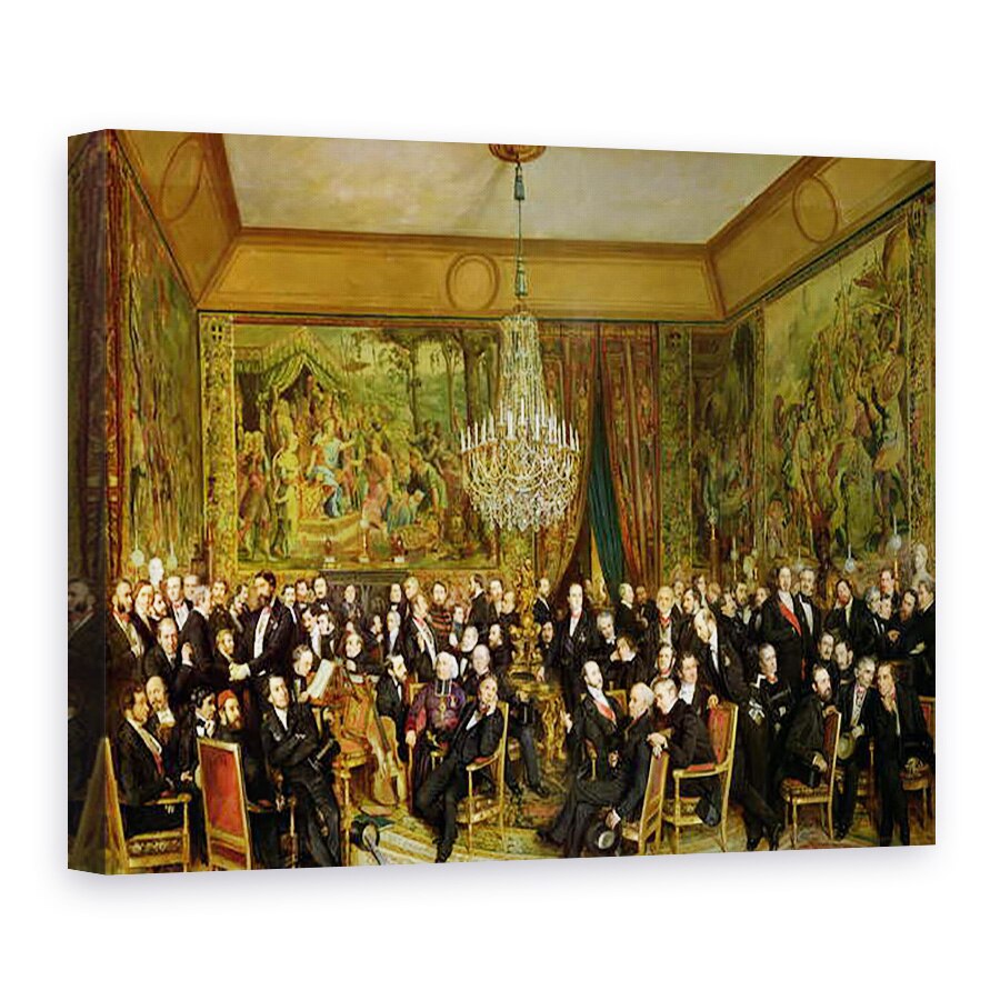 Tablou canvas - Francois Auguste Biard - Salonul lui Alfred Emilien, Conte de Nieuwerkerke 1811-92 la Luvru, 75 x 100 cm