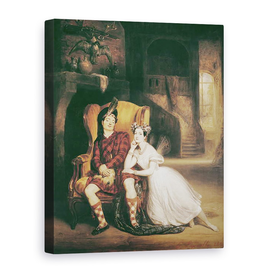 Tablou canvas - Francois Gabriel Guillaume Lepaulle - Marie 1804-84 si Paul Taglioni 1808-84 in baletul La Sylphide, 75 x 100 cm