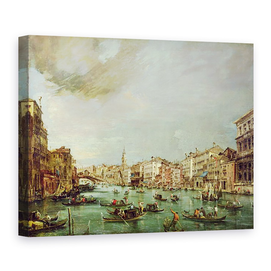 Tablou canvas - Francesco Guardi - Marele Canal privind spre Rialto cu Palazzo Grimani si Palazzo Manin, 75 x 100 cm