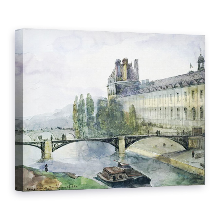 Tablou canvas - Francois-Marius Granet - Vedere de Pavillon de Flore de la Luvru, 75 x 100 cm