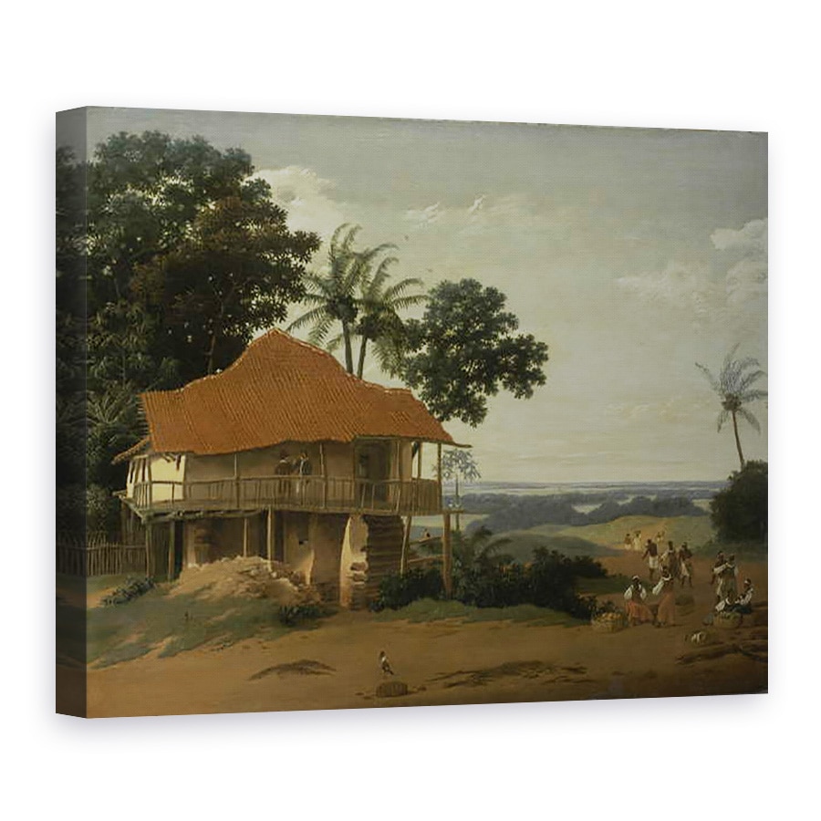 Tablou canvas - Frans Jansz Post - Peisaj brazilian cu casa unui lucrator, 50 x 70 cm