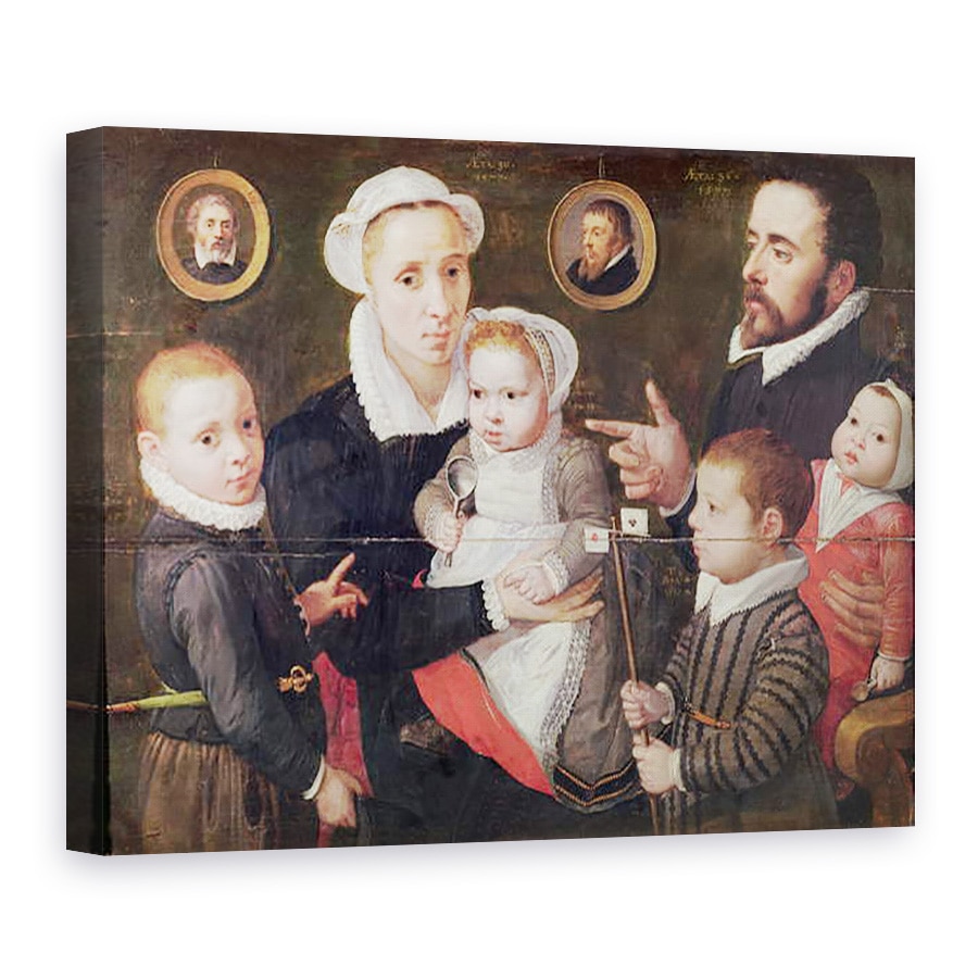 Tablou canvas - Frans Menton d'Alkmaar - Portretul unei familii, parintii cu copiii si stramosii lor, 50 x 70 cm