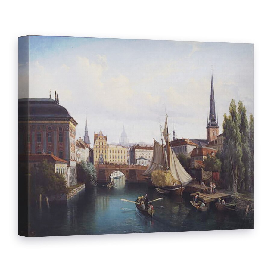 Tablou canvas - Gustav Palm - Vedere a Riddarholmskanalen, Stockholm in 1835, 60 x 80 cm