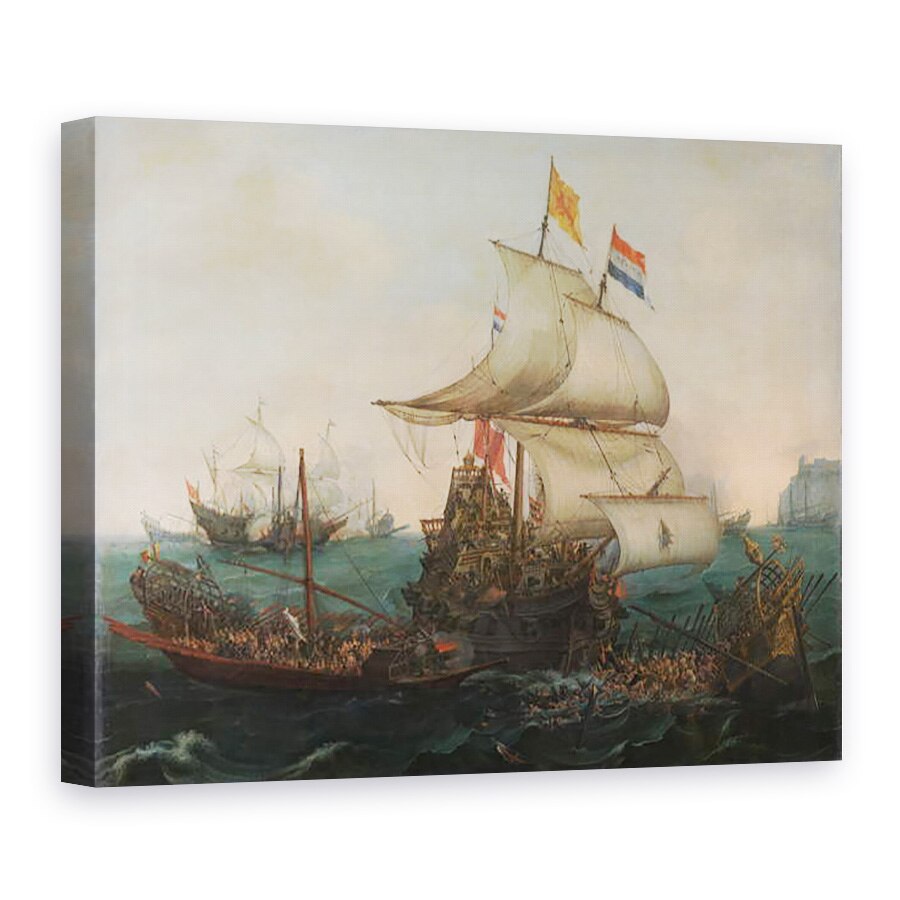 Tablou canvas - Hendrick Cornelisz. Vroom - Navele olandeze inabusind galerele spaniole de pe Coasta Angliei, 3 octombrie 1602, 75 x 100 cm