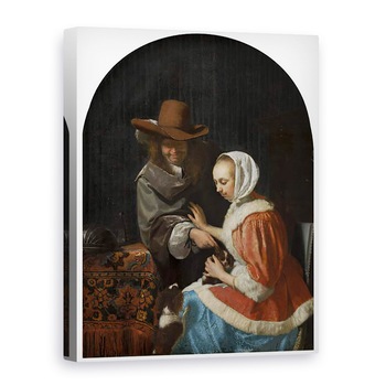 Tablou canvas - Frans van Mieris - Barbat si femeie cu doi caini, cunoscut sub numele de Teasing the Pet, 60 x 80 cm Tablou canvas - Frans van Mieris - Barbat si femeie cu doi caini, cunoscut sub numele de Teasing the Pet, 60 x 80 cm