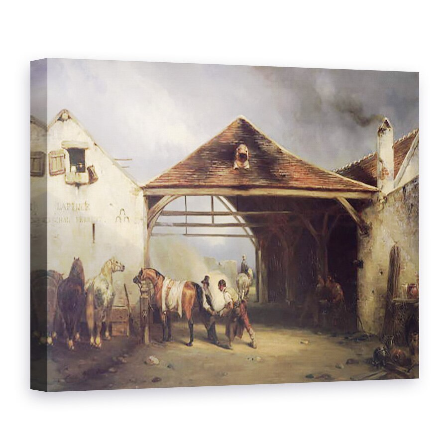 Tablou canvas - Francois-Emile de Lansac - Un Farrier incaltand un cal, 75 x 100 cm