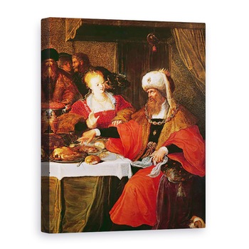 Tablou canvas - Frans Francken the Elder - Irod al II-lea si Irodiada la Sarbatoarea lui Irod ulei pe panou, 50 x 70 cm Tablou canvas - Frans Francken the Elder - Irod al II-lea si Irodiada la Sarbatoarea lui Irod ulei pe panou, 50 x 70 cm