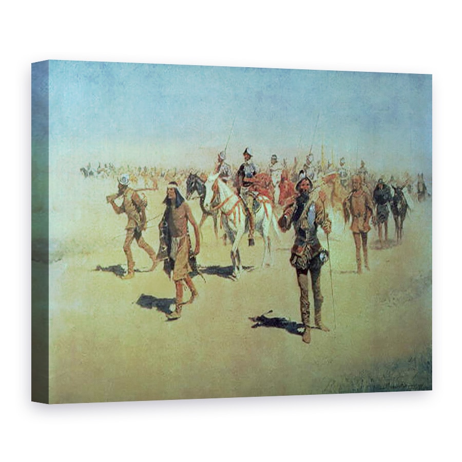 Tablou canvas - Frederic Remington - Francisco Vasquez de Coronado c.1510-54 isi croiesc drum prin New Mexico, de la Marele Explorator American, 60 x 80 cm