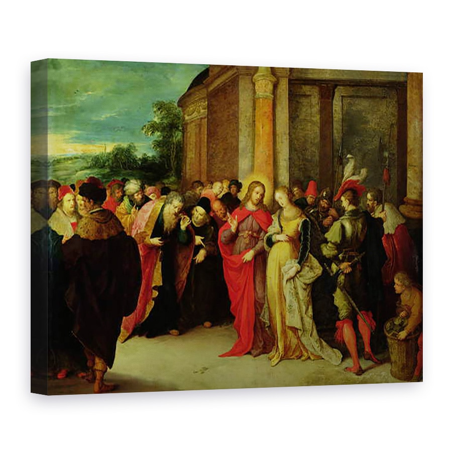 Tablou canvas - Frans II Francken the Younger - Hristos si femeia luate in adulter, 75 x 100 cm