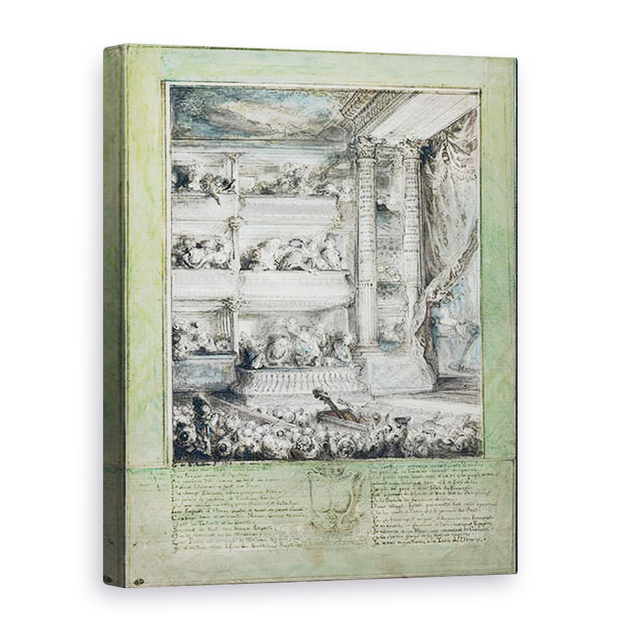 Tablou canvas - Gabriel de Saint-Aubin - incoronarea lui Voltaire la Teatrul Francais, 75 x 100 cm
