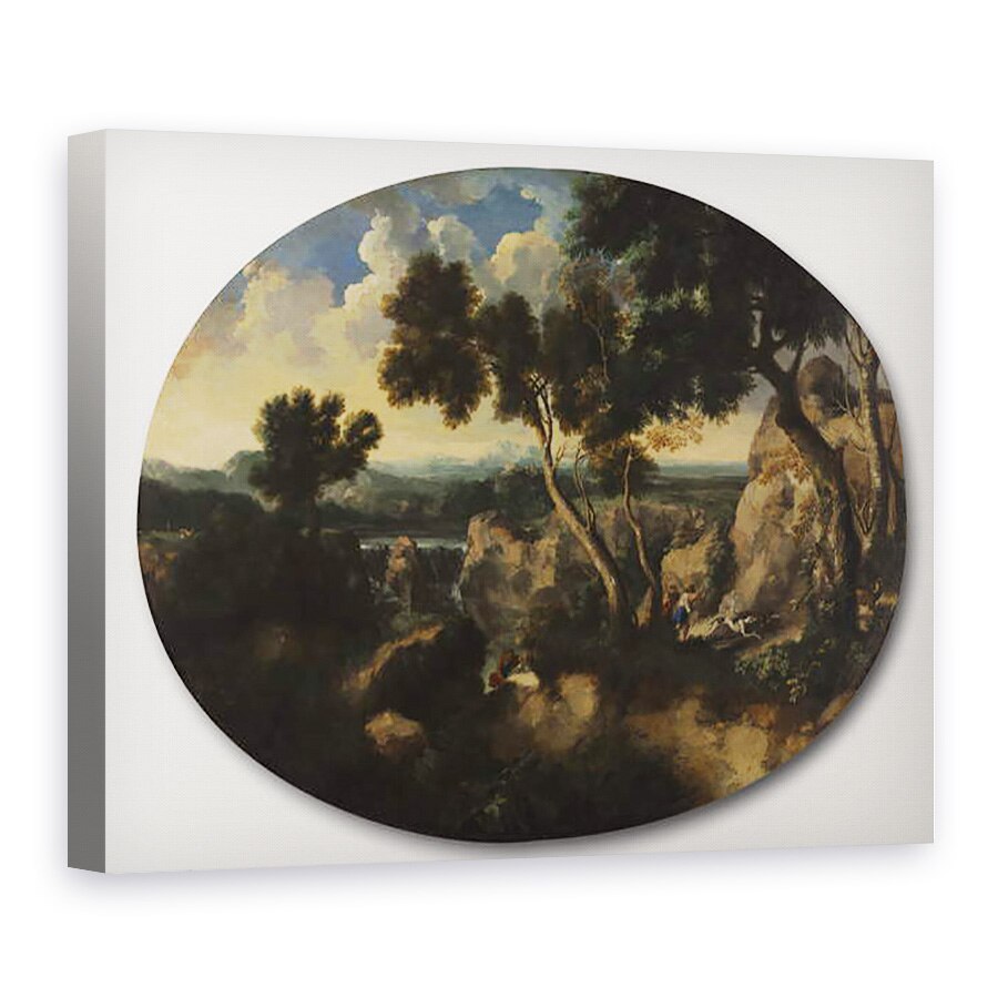 Tablou canvas - Gaspard Poussin Dughet - Peisaj stancos cu vanatori, 50 x 70 cm
