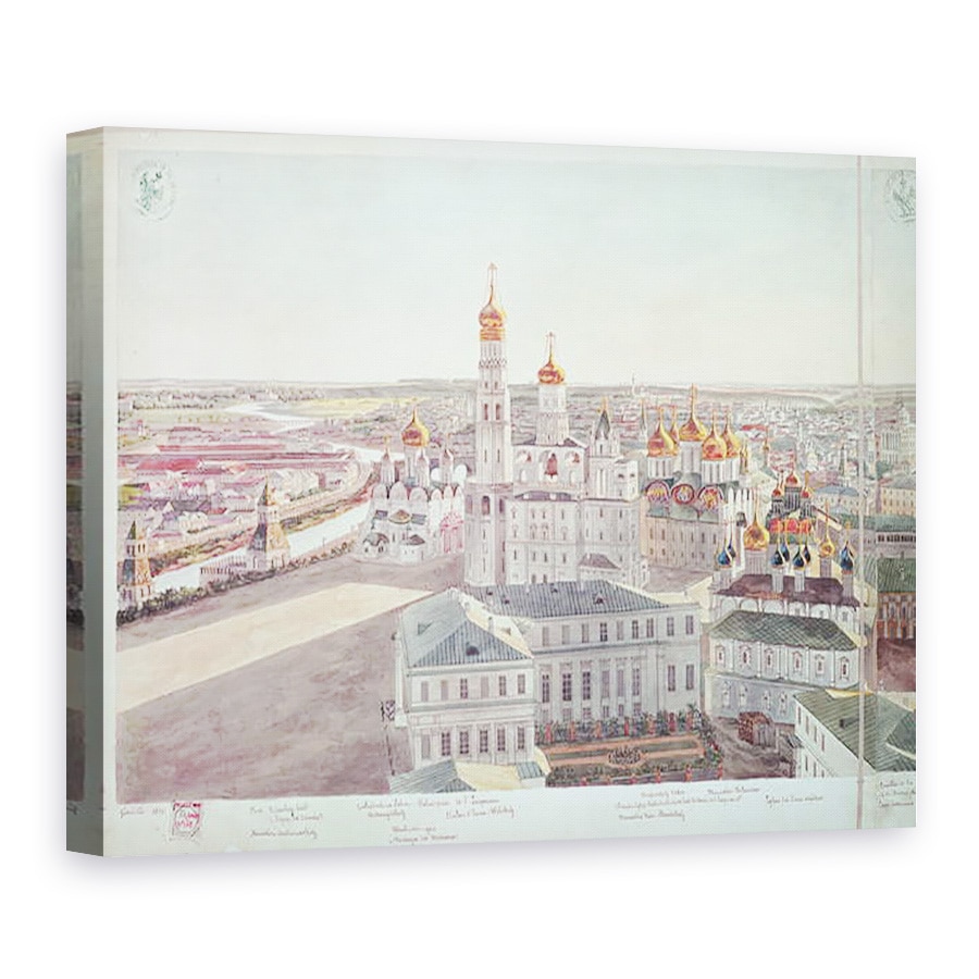 Tablou canvas - Gadolle - Panorama Moscovei, detalii ale catedralelor din Kremlin, 75 x 100 cm