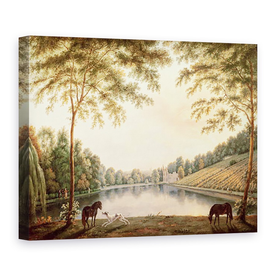 Tablou canvas - G. Barrett - O vedere a lacului si ruinele manarii de la Painshill, 75 x 100 cm