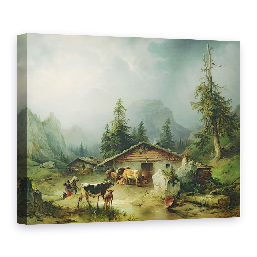 Tablou canvas - Friedrich Gauermann - Hut Alpine in Vremea ploioasa, 60 x 80 cm