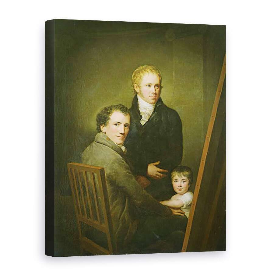 Tablou canvas - Friedrich Carl Groger - Autoportret cu fiica adoptiva Lina Groger si pictorul Heinrich Jakob Aldenrath, 60 x 80 cm