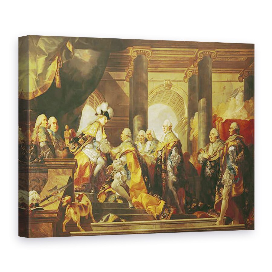 Tablou canvas - Gabriel Francois Doyen - Ludovic al XVI-lea 1754-93 Regele Frantei, Primirea omagiului Cavalerilor Ordinului Sfantului Esprit la Reims, 75 x 100 cm