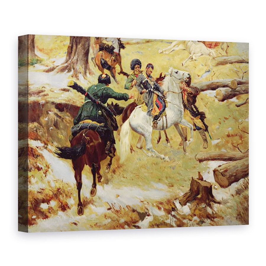 Tablou canvas - Franz Roubaud - Moartea generalului maior Sleptsov in Cecenia, 50 x 70 cm