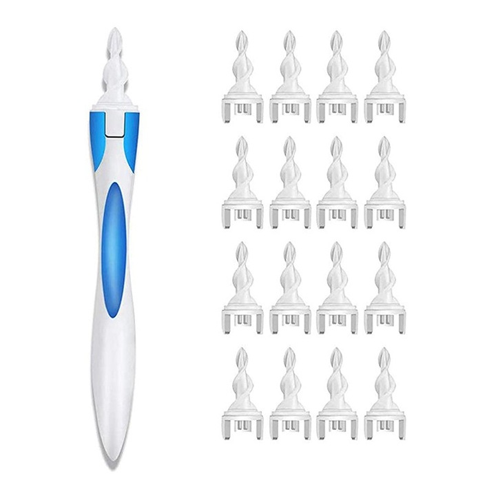 Aparat curatare urechi, Smart Swab, 16 capete de schimb incluse, protectie timpan, spirala