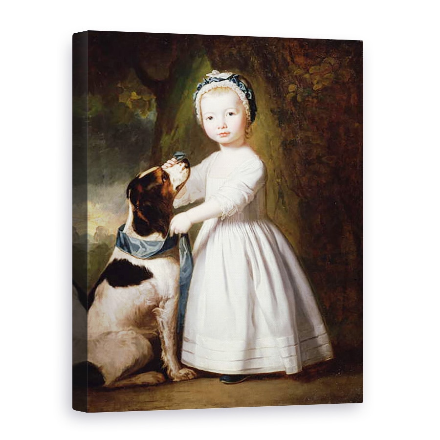 Tablou canvas - George Romney - Baiat mic cu un caine, 75 x 100 cm