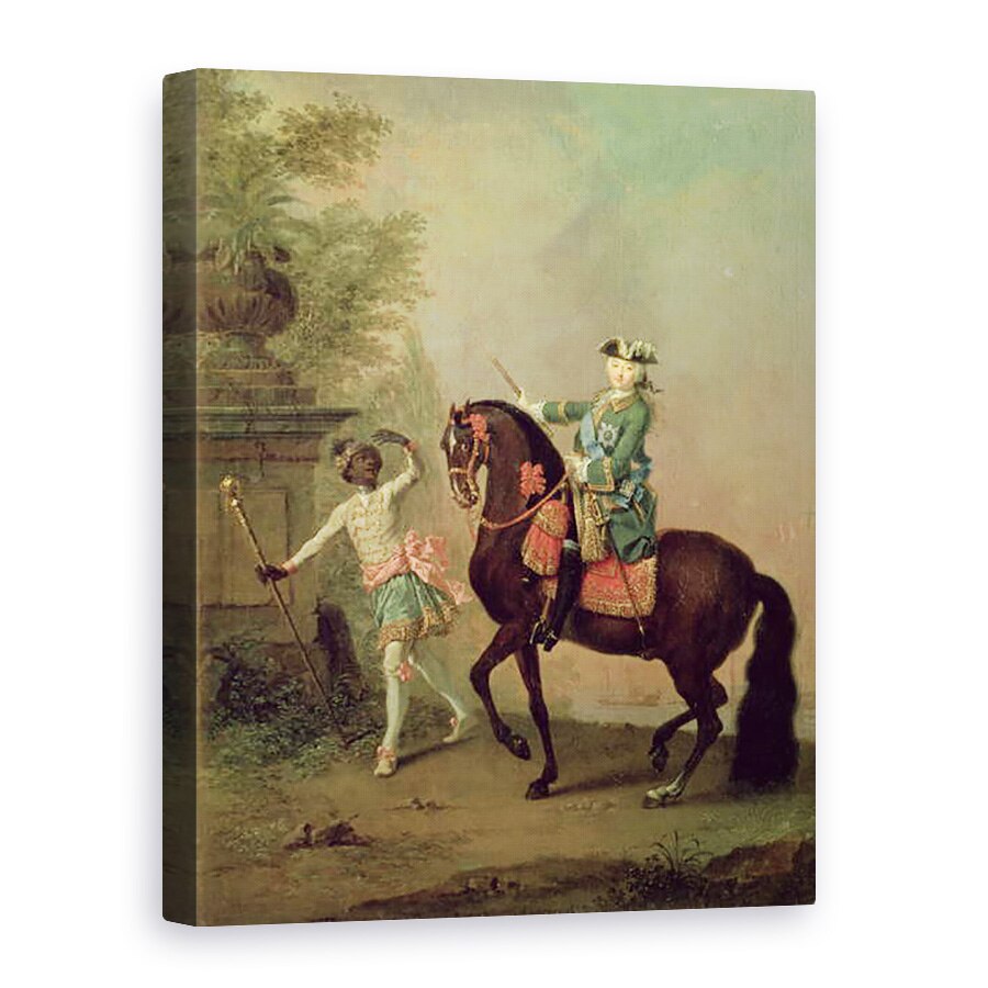 Tablou canvas - Georg Christoph Grooth - Portret De imparateasa Elisabeta Petrovna 1709-62 Calaret Cu Un Baiat Negro, 60 x 80 cm