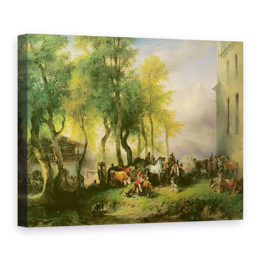 Tablou canvas - Friedrich Gauermann - Cattlemarket pe Campia Maria, 75 x 100 cm