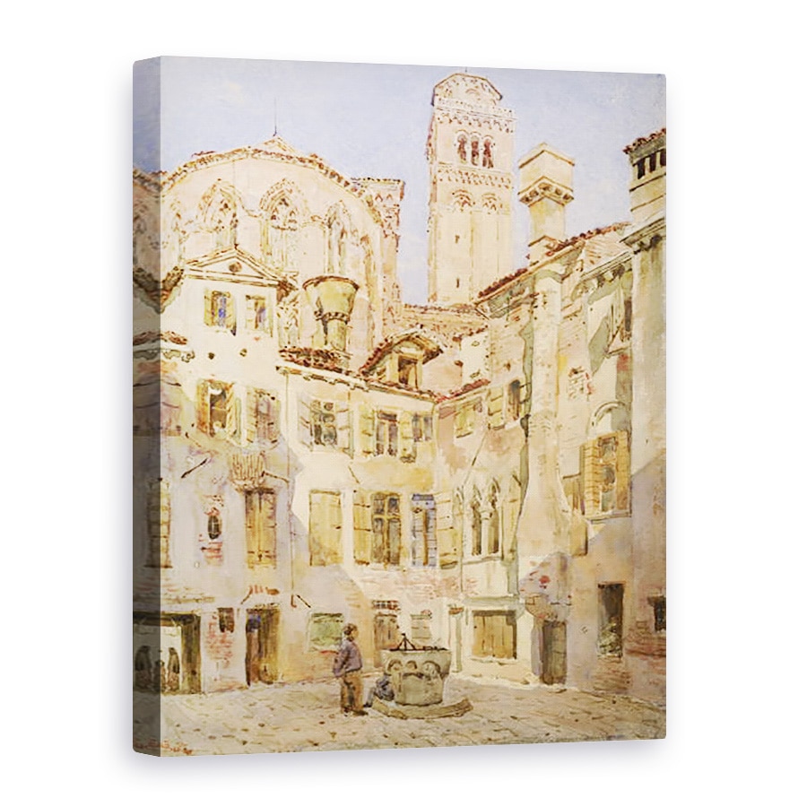 Tablou canvas - George Price Boyce - Biserica Frari, Venetia, de la Campiello San Rocco, 50 x 70 cm