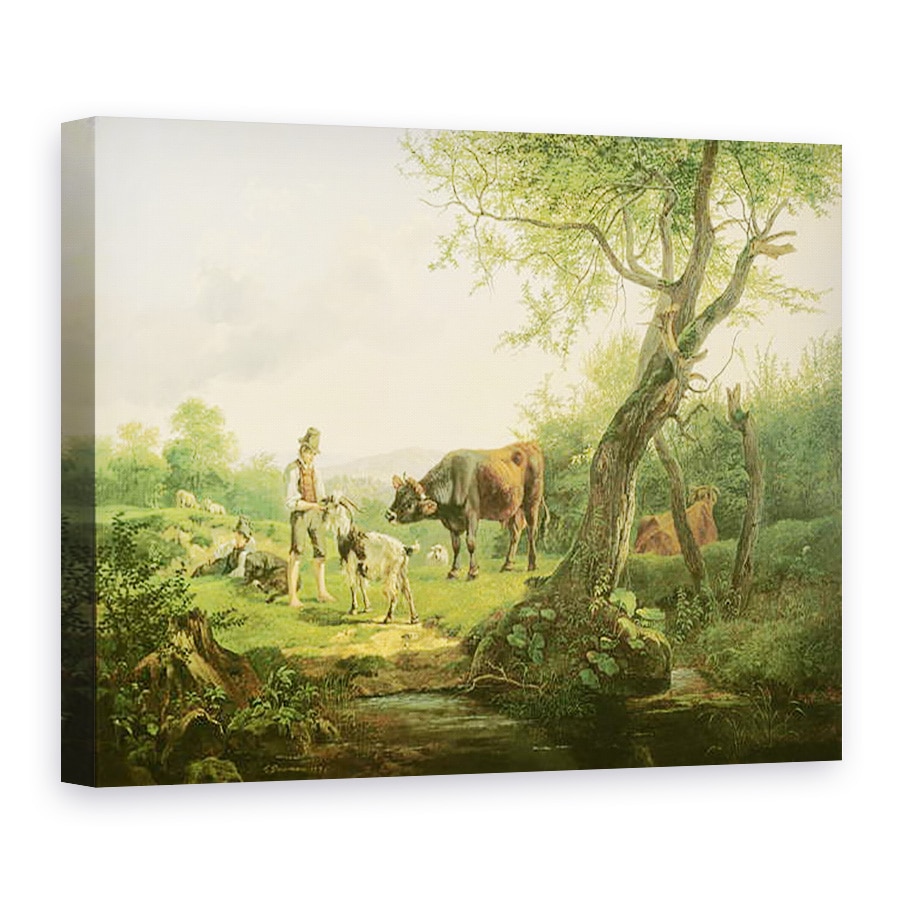 Tablou canvas - Friedrich Gauermann - Peisaj cu Pastor, 50 x 70 cm