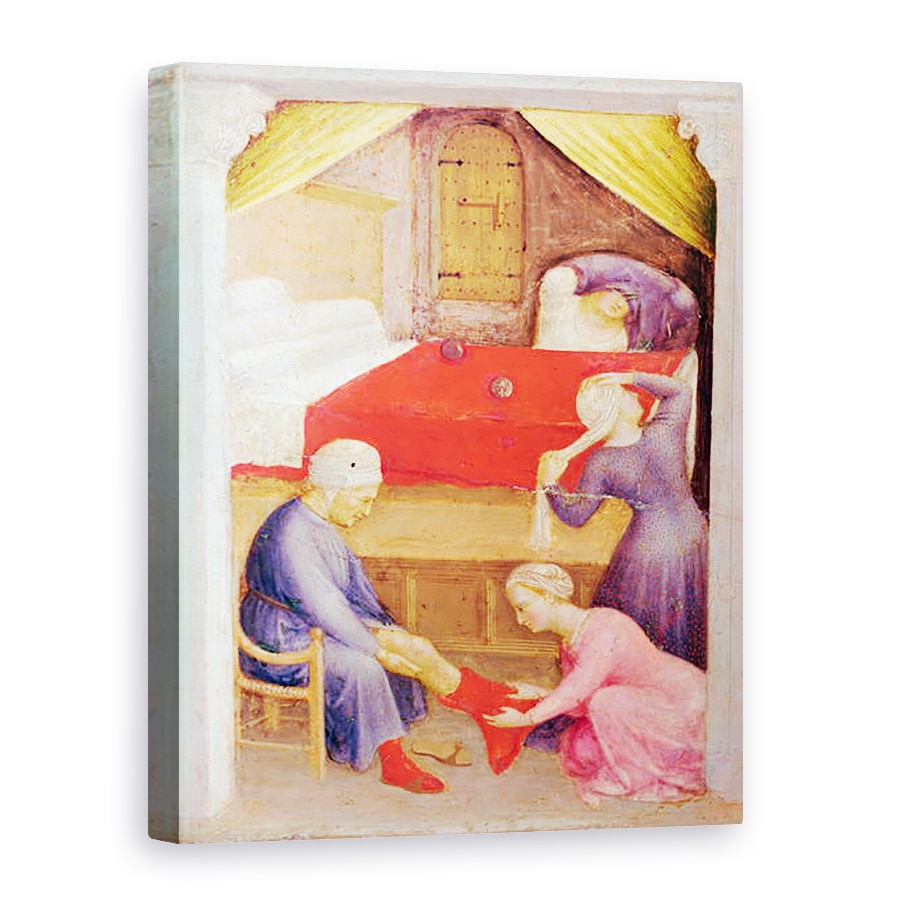 Tablou canvas - Gentile da Fabriano - Sfantul Nicolae si cele trei fecioare sarace, detaliu din panoul predella al altarului din Quaratesi, 75 x 100 cm