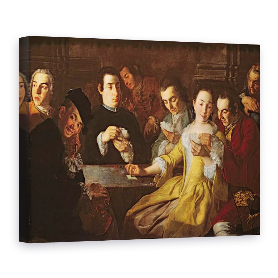 Tablou canvas - Gaspare Traversi - Petrecerea cu cardul, 50 x 70 cm