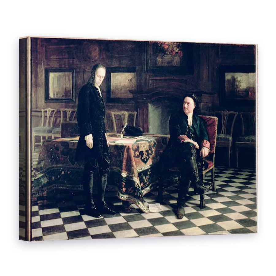 Tablou canvas - Ge - Petru cel Mare il interogheaza pe tarevici Alexei Petrovici la Peterhof, 75 x 100 cm