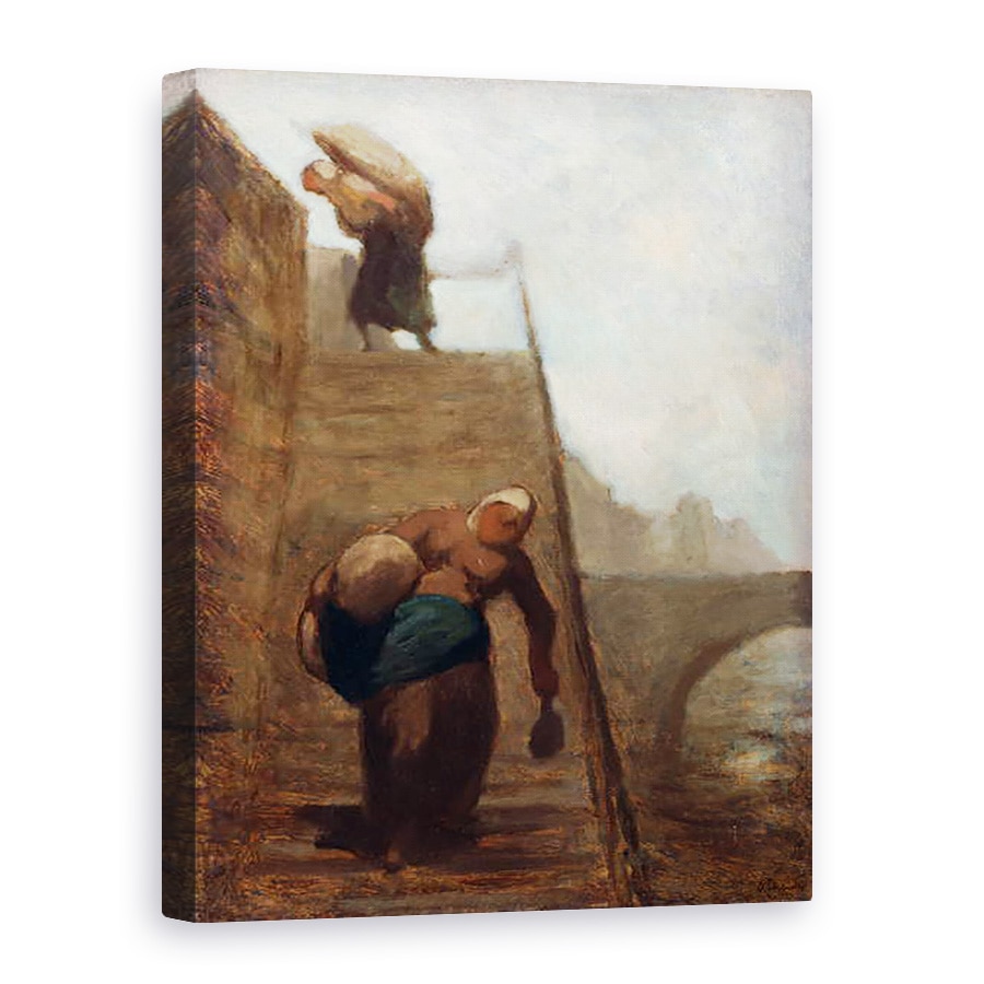 Tablou canvas - Honore Daumier - Washerwomen pe treptele cheului, 60 x 80 cm