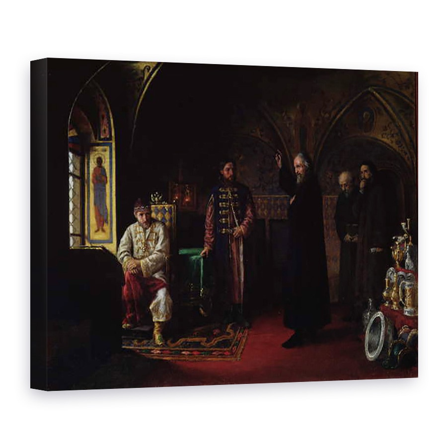 Tablou canvas - Jakov Prokopyevich Turlygin - Mitropolitul Filip al Moscovei 1507-90 cu tarul Ivan cel Groaznic 1530-84, 75 x 100 cm