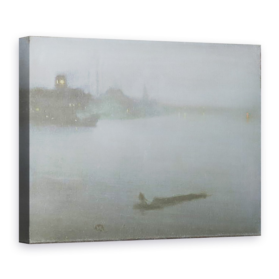 Tablou canvas - James Abbott McNeill Whistler - Tamisa - Nocturne in albastru si argint, 75 x 100 cm