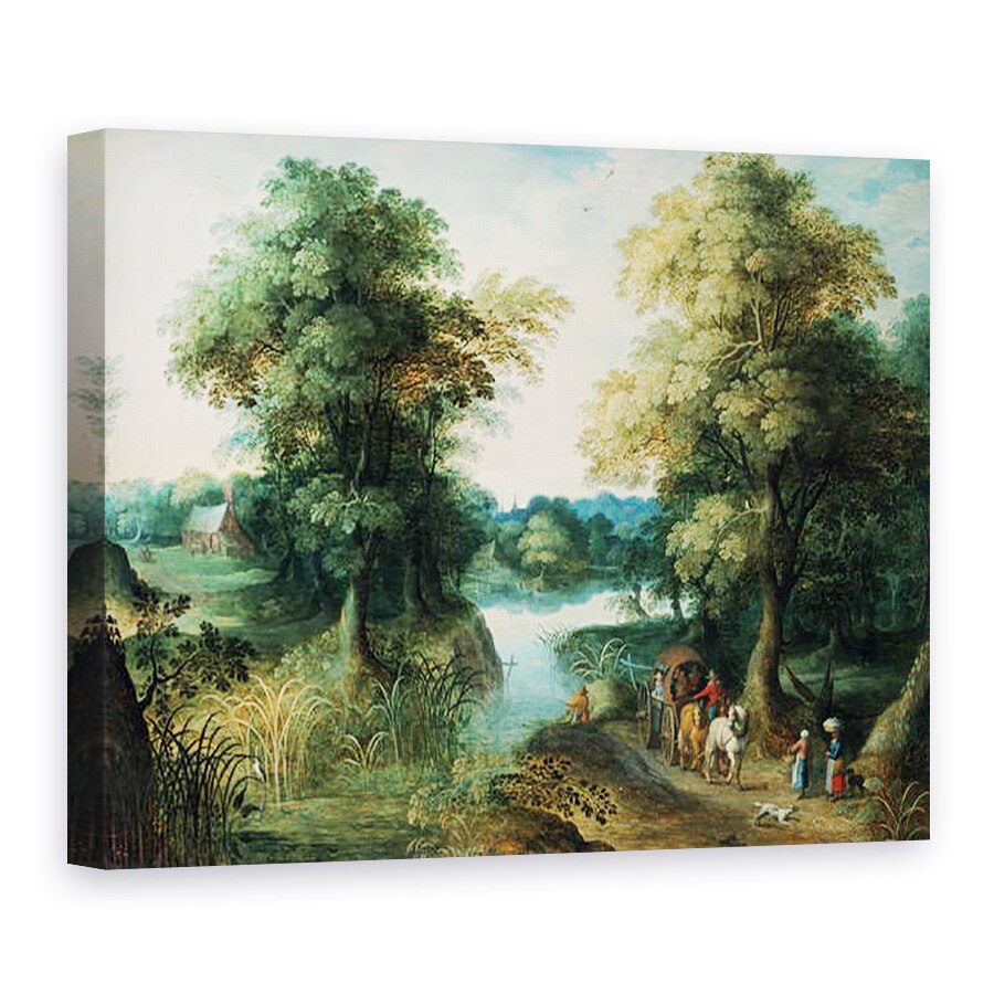 Tablou canvas - Jan Brueghel the Elder - Peisaj cu rau III, 75 x 100 cm
